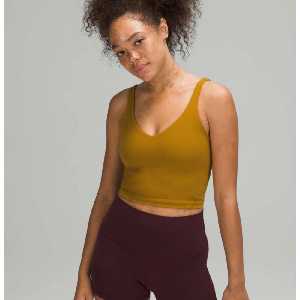 Women Lululemon Align Tank A/B Cup Light Support Gold Spice Size 2 Activewear